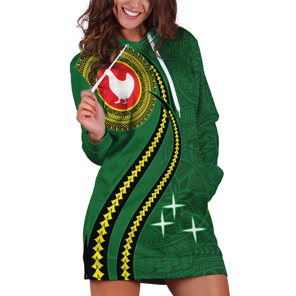 Manua Islands Polynesian Style Hoodie Dress LT9 Green - Polynesian Pride