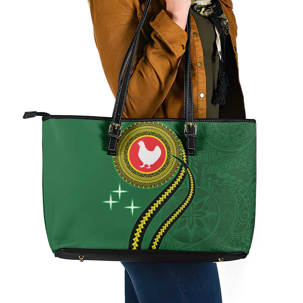 Manua Islands Polynesian Style Leather Tote Bag