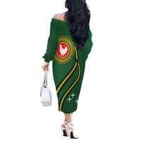 Manua Islands Polynesian Style Off The Shoulder Long Sleeve Dress