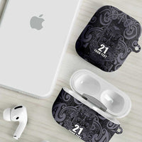 Custom New Zealand Taiaha Maori AirPods Case Minimalist Silver Fern All Black LT9 - Polynesian Pride