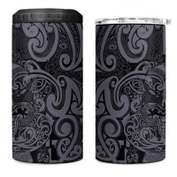 New Zealand Taiaha Maori 4 in 1 Can Cooler Tumbler Minimalist Silver Fern All Black LT9 One Size: 16 oz Black - Polynesian Pride