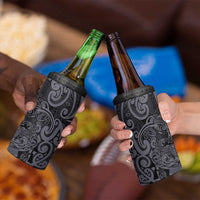 New Zealand Taiaha Maori 4 in 1 Can Cooler Tumbler Minimalist Silver Fern All Black LT9 - Polynesian Pride