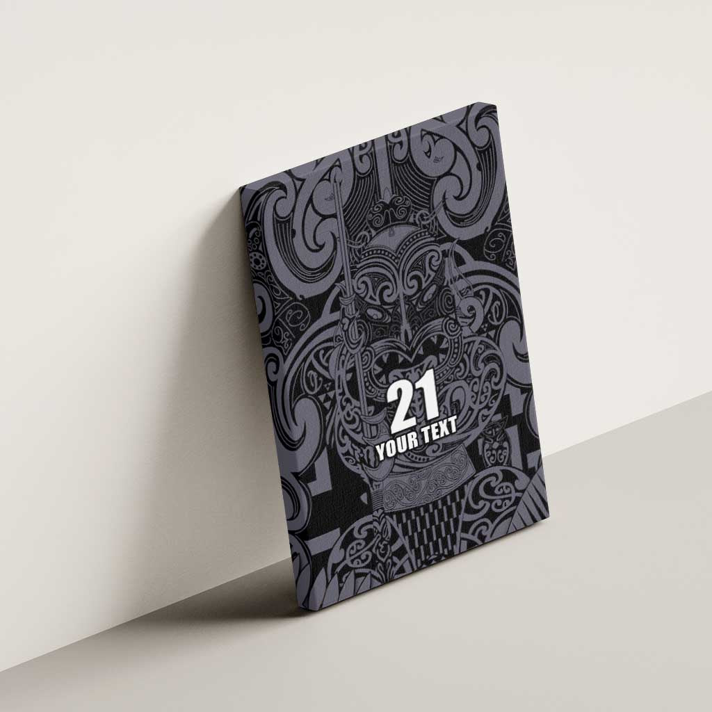 Custom New Zealand Taiaha Maori Canvas Wall Art Minimalist Silver Fern All Black LT9 - Polynesian Pride