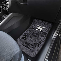 Custom New Zealand Taiaha Maori Car Mats Minimalist Silver Fern All Black LT9 - Polynesian Pride