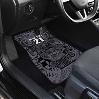 Custom New Zealand Taiaha Maori Car Mats Minimalist Silver Fern All Black LT9 - Polynesian Pride