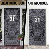 Custom New Zealand Taiaha Maori Door Cover Minimalist Silver Fern All Black LT9 - Polynesian Pride