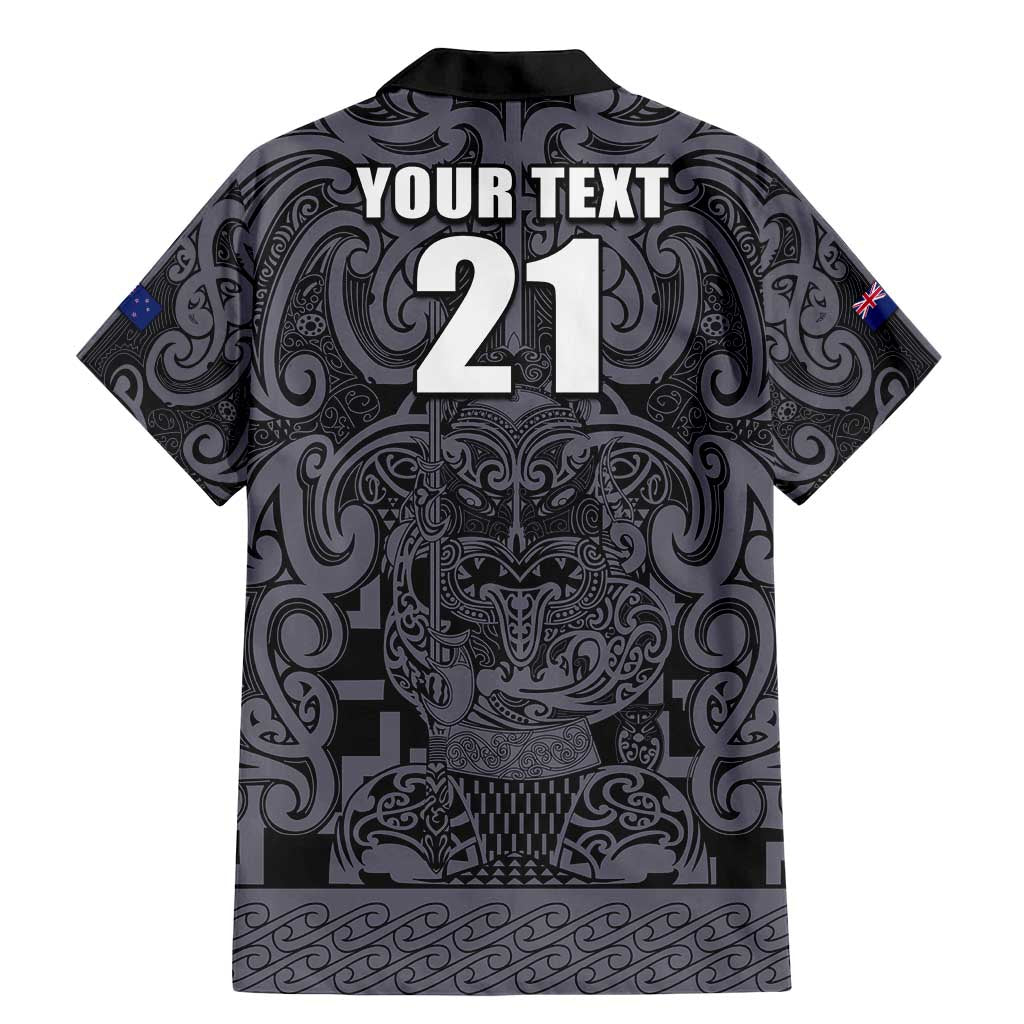 Custom New Zealand Taiaha Maori Family Matching Mermaid Dress and Hawaiian Shirt Minimalist Silver Fern All Black LT9 - Polynesian Pride