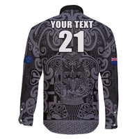 Custom New Zealand Taiaha Maori Family Matching Mermaid Dress and Hawaiian Shirt Minimalist Silver Fern All Black LT9 - Polynesian Pride