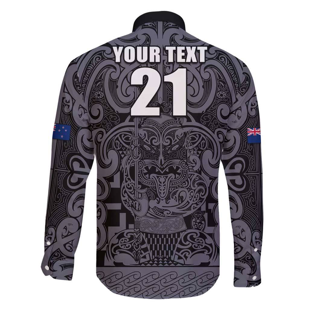 Custom New Zealand Taiaha Maori Family Matching Tank Maxi Dress and Hawaiian Shirt Minimalist Silver Fern All Black LT9 - Polynesian Pride