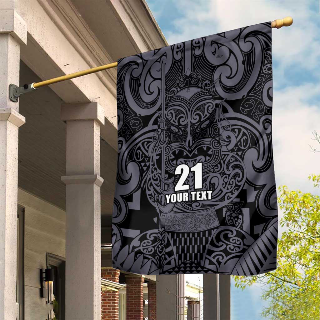 Custom New Zealand Taiaha Maori Garden Flag Minimalist Silver Fern All Black LT9 House Flag Black - Polynesian Pride