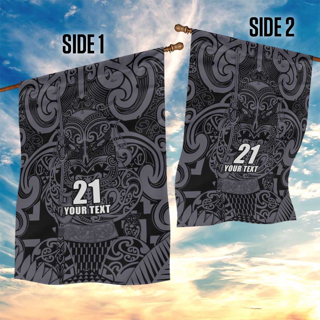 Custom New Zealand Taiaha Maori Garden Flag Minimalist Silver Fern All Black LT9 - Polynesian Pride