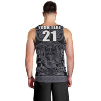 Custom New Zealand Taiaha Maori Men Tank Top Minimalist Silver Fern All Black LT9 - Polynesian Pride