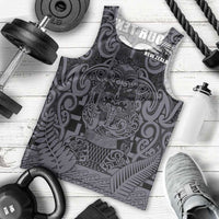 Custom New Zealand Taiaha Maori Men Tank Top Minimalist Silver Fern All Black LT9 - Polynesian Pride