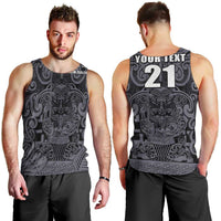 Custom New Zealand Taiaha Maori Men Tank Top Minimalist Silver Fern All Black LT9 - Polynesian Pride