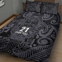 Custom New Zealand Taiaha Maori Quilt Bed Set Minimalist Silver Fern All Black LT9 - Polynesian Pride