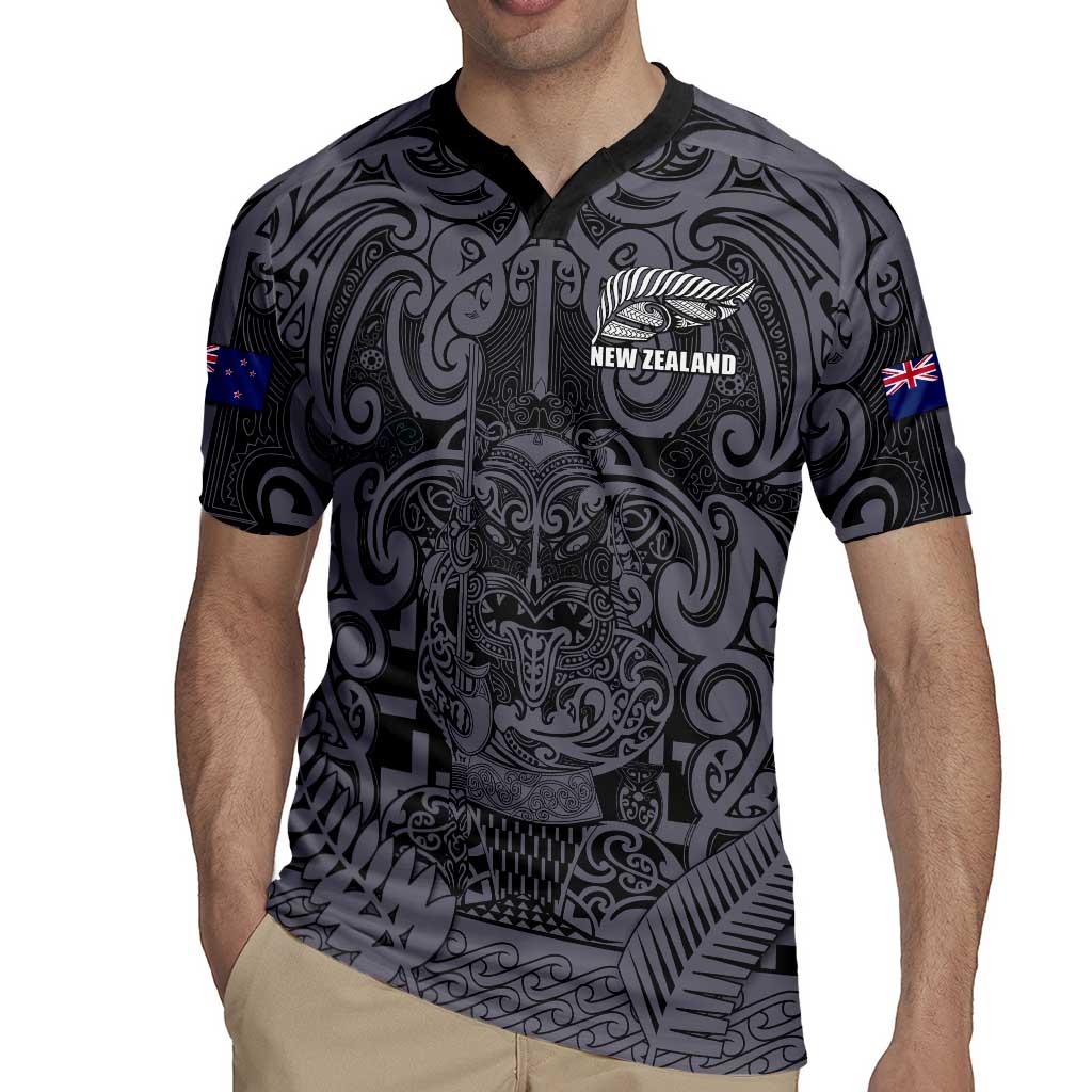 Custom New Zealand Taiaha Maori Rugby Jersey Minimalist Silver Fern All Black LT9 - Polynesian Pride