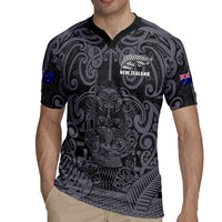 Custom New Zealand Taiaha Maori Rugby Jersey Minimalist Silver Fern All Black LT9 - Polynesian Pride