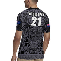 Custom New Zealand Taiaha Maori Rugby Jersey Minimalist Silver Fern All Black LT9 - Polynesian Pride