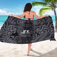 Custom New Zealand Taiaha Maori Sarong Minimalist Silver Fern All Black LT9 - Polynesian Pride