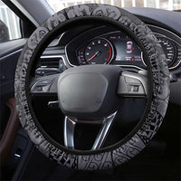 New Zealand Taiaha Maori Steering Wheel Cover Minimalist Silver Fern All Black LT9 - Polynesian Pride