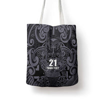 Custom New Zealand Taiaha Maori Tote Bag Minimalist Silver Fern All Black LT9 - Polynesian Pride