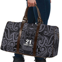 Custom New Zealand Taiaha Maori Travel Bag Minimalist Silver Fern All Black LT9 - Polynesian Pride