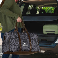 Custom New Zealand Taiaha Maori Travel Bag Minimalist Silver Fern All Black LT9 - Polynesian Pride