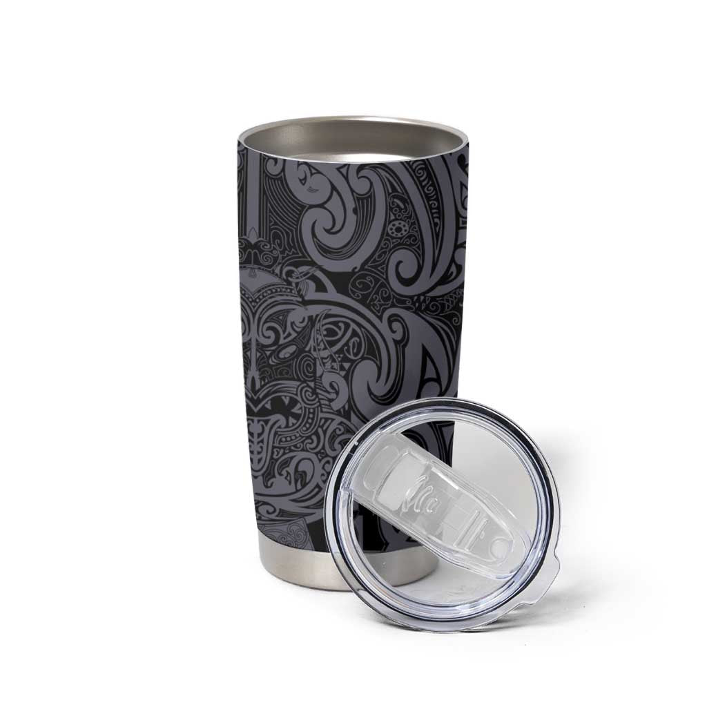 New Zealand Taiaha Maori Tumbler Cup Minimalist Silver Fern All Black LT9 - Polynesian Pride