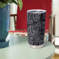 New Zealand Taiaha Maori Tumbler Cup Minimalist Silver Fern All Black LT9 - Polynesian Pride