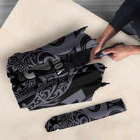Custom New Zealand Taiaha Maori Umbrella Minimalist Silver Fern All Black LT9 - Polynesian Pride