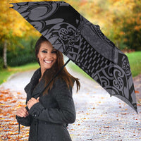 Custom New Zealand Taiaha Maori Umbrella Minimalist Silver Fern All Black LT9 - Polynesian Pride
