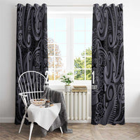 Custom New Zealand Taiaha Maori Window Curtain Minimalist Silver Fern All Black LT9 - Polynesian Pride