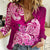 Polynesian Women Casual Shirt Pacific Flower Mix Floral Tribal Tattoo Pink Vibe LT9 Female Pink - Polynesian Pride