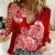 Polynesian Women Casual Shirt Pacific Flower Mix Floral Tribal Tattoo Red Vibe LT9 Female Red - Polynesian Pride