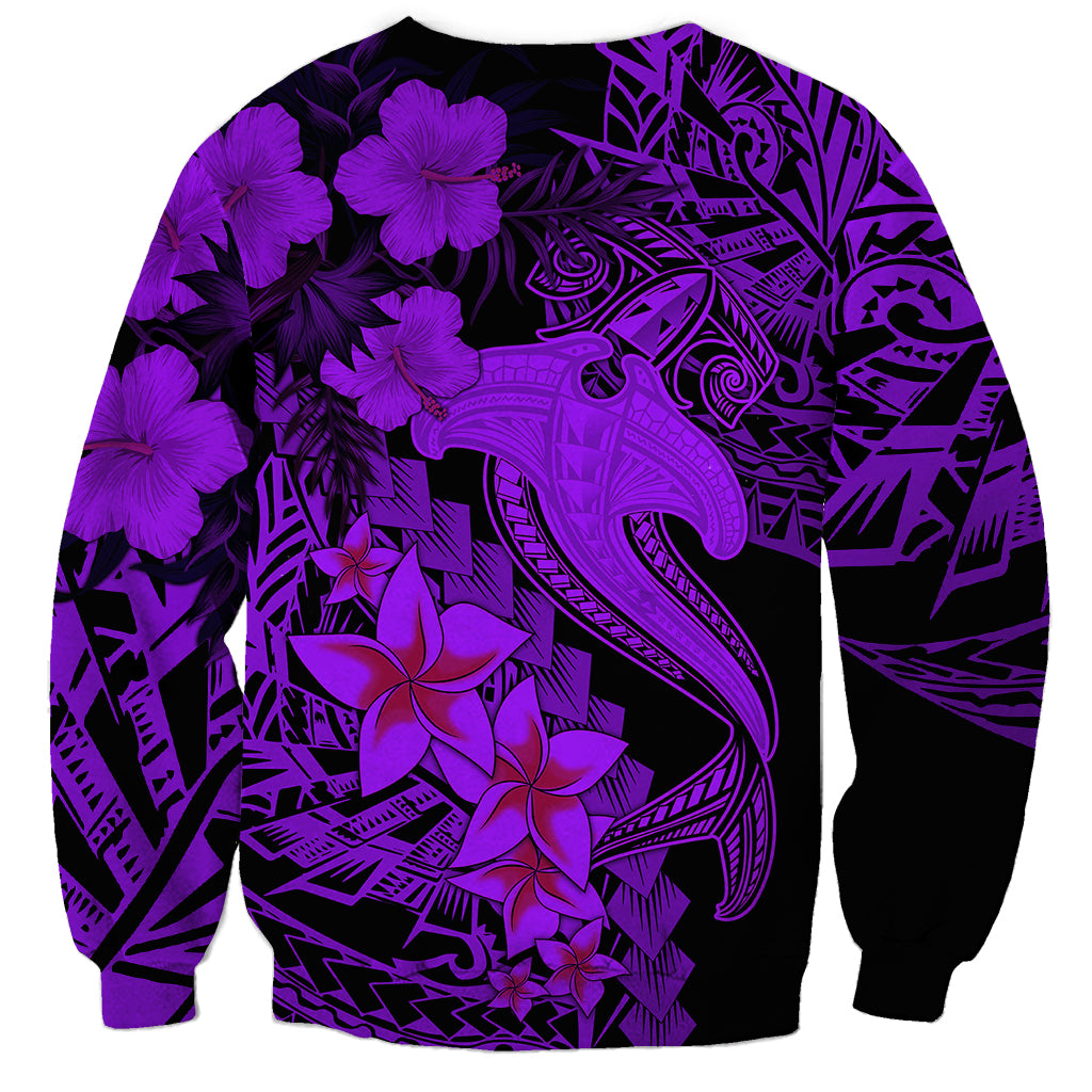 Aloha Hawaii Sweatshirt Hammerhead Shark Tattoo Polynesian Summer - Violet LT9 - Polynesian Pride
