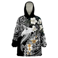 Aloha Hawaii Wearable Blanket Hoodie Hammerhead Shark Tattoo Polynesian Summer - White LT9 One Size White - Polynesian Pride