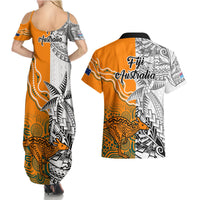 Fiji Australia Rugby Couples Matching Summer Maxi Dress and Hawaiian Shirt World Cup 2023 Polynesia Tapa Mixed Indigenous Aboriginal LT9 - Polynesian Pride
