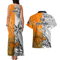 Fiji Australia Rugby Couples Matching Tank Maxi Dress and Hawaiian Shirt World Cup 2023 Polynesia Tapa Mixed Indigenous Aboriginal LT9 - Polynesian Pride