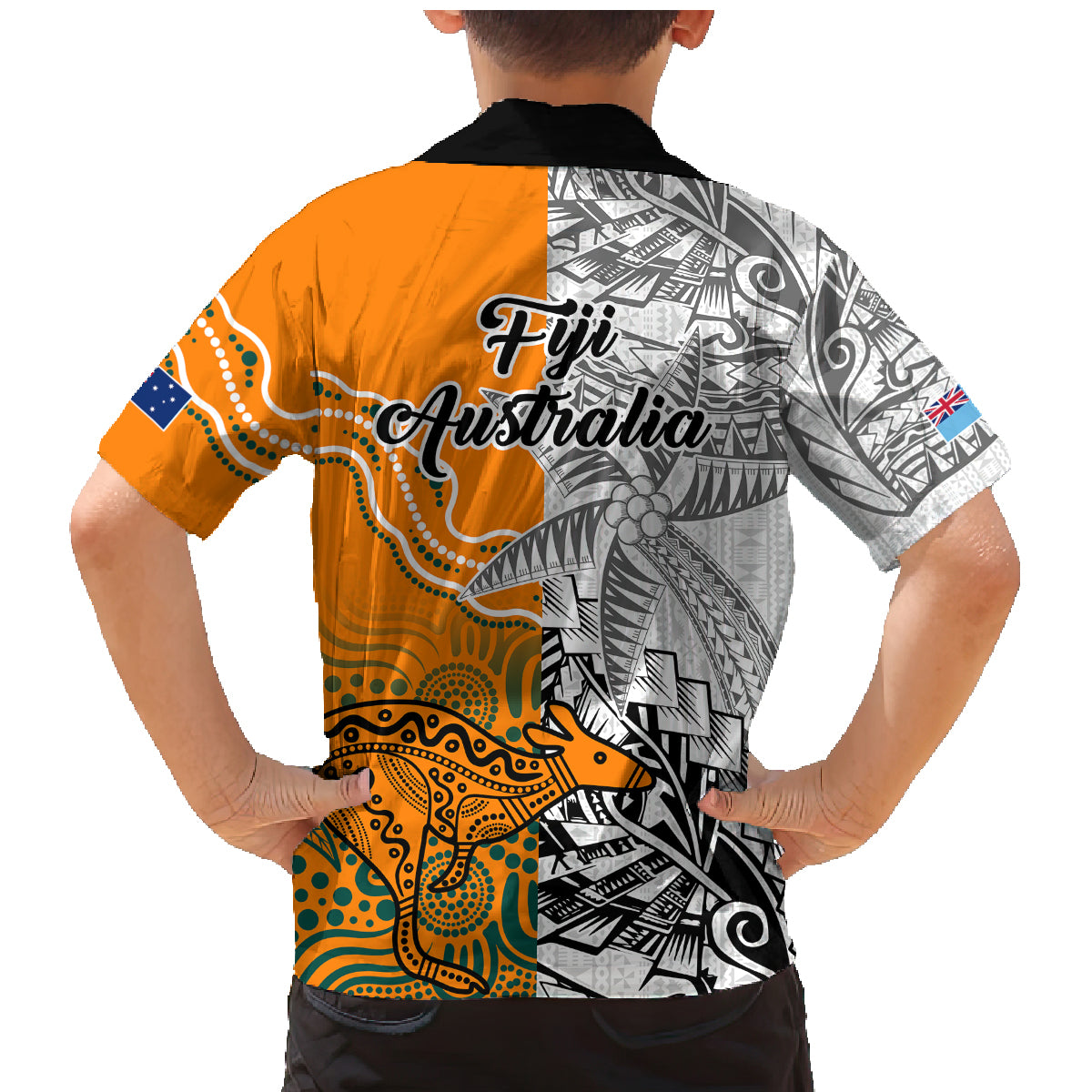 Fiji Australia Rugby Family Matching Mermaid Dress and Hawaiian Shirt World Cup 2023 Polynesia Tapa Mixed Indigenous Aboriginal LT9 - Polynesian Pride