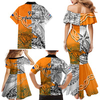 Fiji Australia Rugby Family Matching Mermaid Dress and Hawaiian Shirt World Cup 2023 Polynesia Tapa Mixed Indigenous Aboriginal LT9 - Polynesian Pride