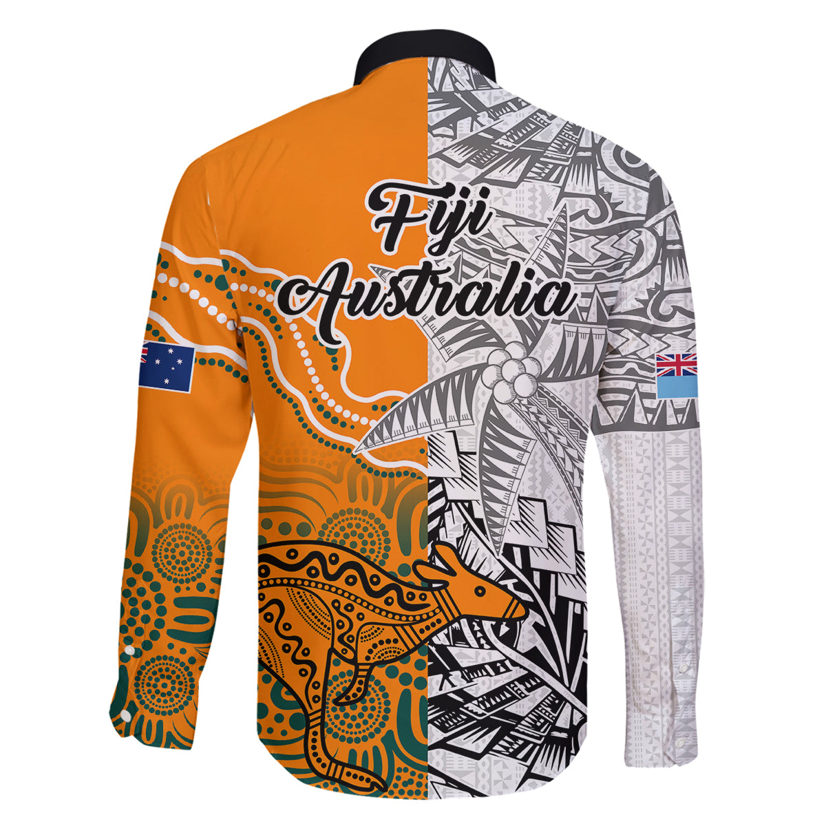 Fiji Australia Rugby Family Matching Off Shoulder Maxi Dress and Hawaiian Shirt World Cup 2023 Polynesia Tapa Mixed Indigenous Aboriginal LT9 - Polynesian Pride