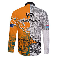 Fiji Australia Rugby Family Matching Off Shoulder Short Dress and Hawaiian Shirt World Cup 2023 Polynesia Tapa Mixed Indigenous Aboriginal LT9 - Polynesian Pride