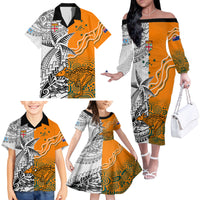 Personalised Fiji Australia Rugby Family Matching Off Shoulder Long Sleeve Dress and Hawaiian Shirt World Cup 2023 Polynesia Tapa Mixed Indigenous Aboriginal LT9 - Polynesian Pride