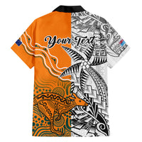 Personalised Fiji Australia Rugby Family Matching Off Shoulder Long Sleeve Dress and Hawaiian Shirt World Cup 2023 Polynesia Tapa Mixed Indigenous Aboriginal LT9 - Polynesian Pride