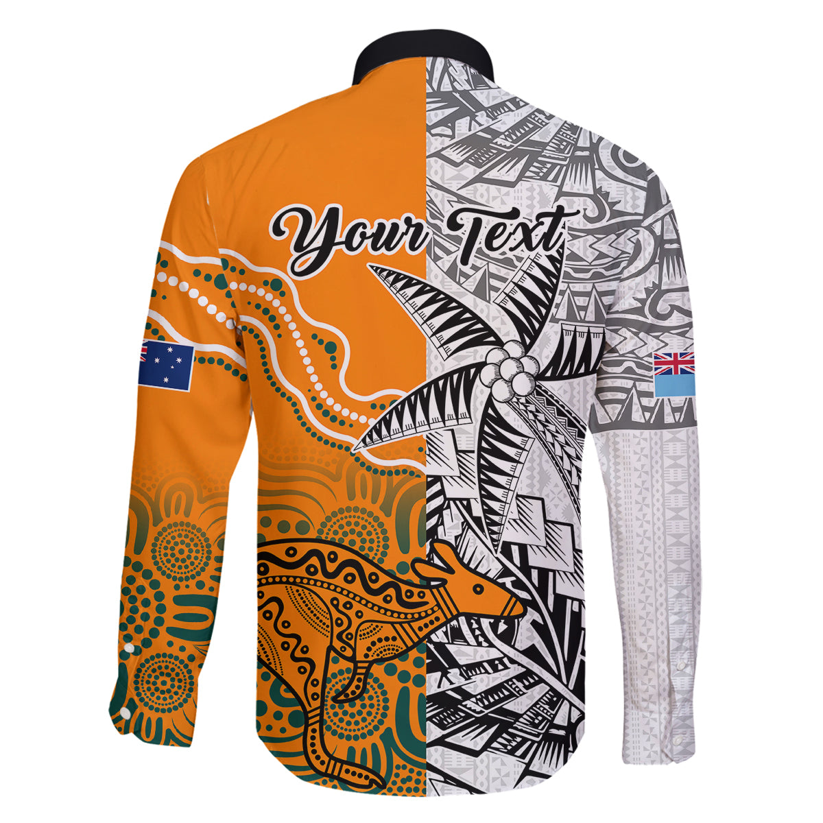 Personalised Fiji Australia Rugby Family Matching Off Shoulder Long Sleeve Dress and Hawaiian Shirt World Cup 2023 Polynesia Tapa Mixed Indigenous Aboriginal LT9 - Polynesian Pride