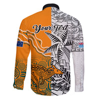 Personalised Fiji Australia Rugby Family Matching Off Shoulder Long Sleeve Dress and Hawaiian Shirt World Cup 2023 Polynesia Tapa Mixed Indigenous Aboriginal LT9 - Polynesian Pride