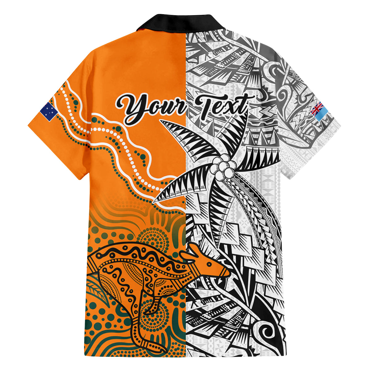 Personalised Fiji Australia Rugby Family Matching Off Shoulder Short Dress and Hawaiian Shirt World Cup 2023 Polynesia Tapa Mixed Indigenous Aboriginal LT9 - Polynesian Pride