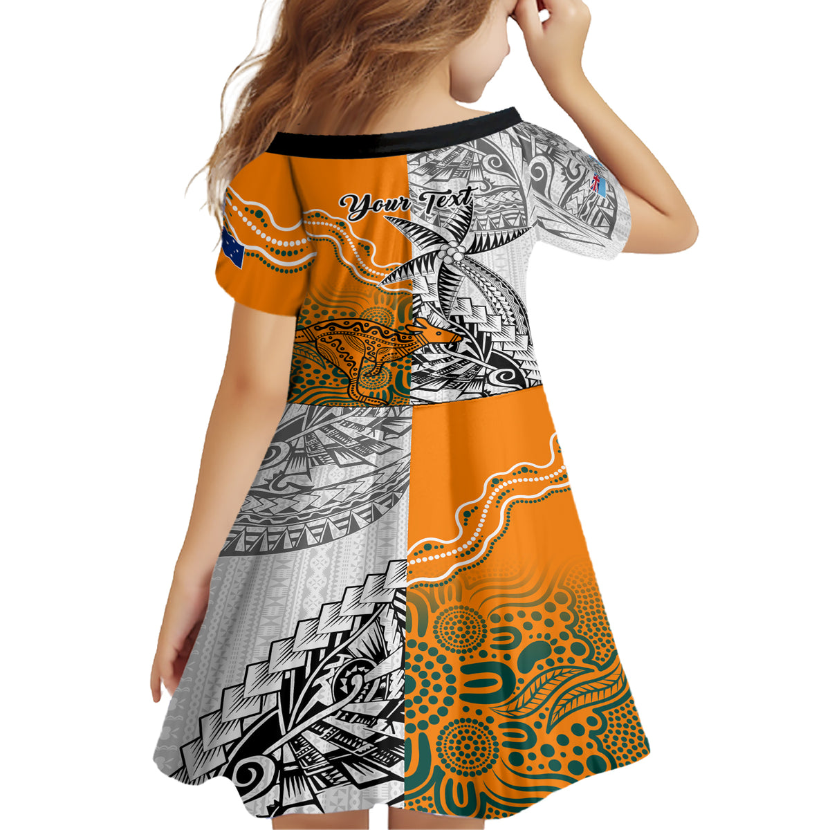 Personalised Fiji Australia Rugby Family Matching Short Sleeve Bodycon Dress and Hawaiian Shirt World Cup 2023 Polynesia Tapa Mixed Indigenous Aboriginal LT9 - Polynesian Pride