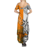 Personalised Fiji Australia Rugby Family Matching Summer Maxi Dress and Hawaiian Shirt World Cup 2023 Polynesia Tapa Mixed Indigenous Aboriginal LT9 - Polynesian Pride