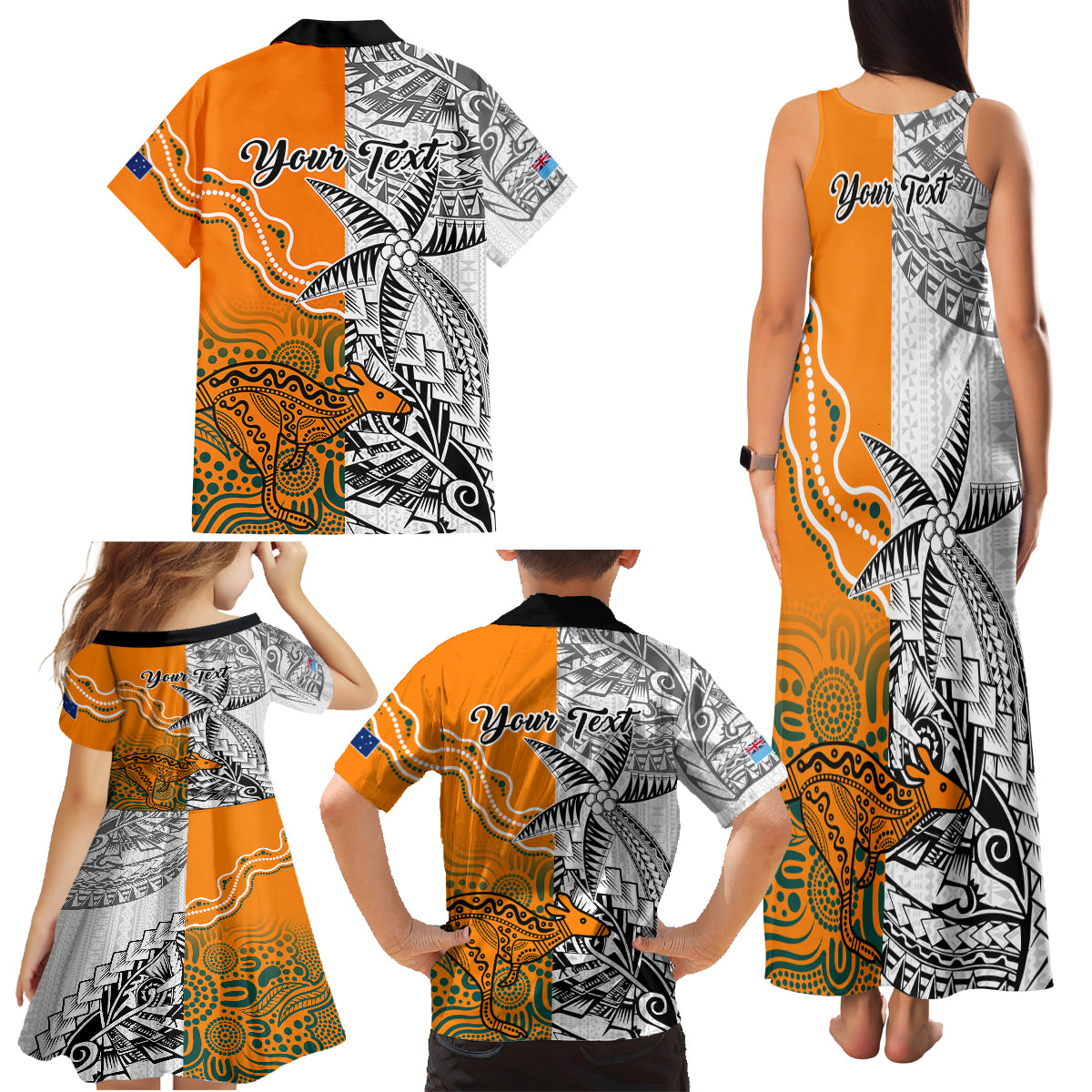 Personalised Fiji Australia Rugby Family Matching Tank Maxi Dress and Hawaiian Shirt World Cup 2023 Polynesia Tapa Mixed Indigenous Aboriginal LT9 - Polynesian Pride